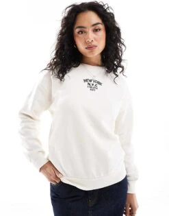 Brave Soul Long Sleeve Sweatshirt In Cream For Women Cream & Black