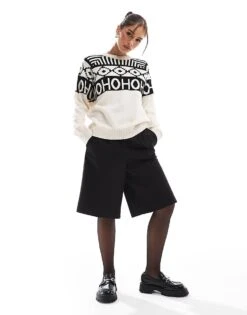 Brave Soul Christmas Jumper With Jacquard Detail In Cream For Women -Deals Modezzle Store 206981766 4