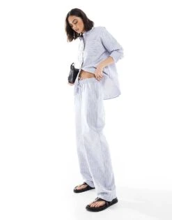 Brave Soul Co-ord Blue And White Stripe Trousers For Women