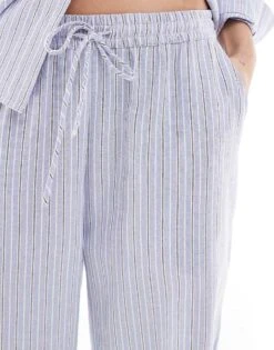 Brave Soul Co-ord Blue And White Stripe Trousers For Women -Deals Modezzle Store 207402117 4
