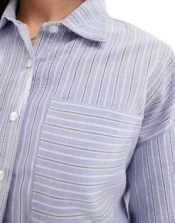 Brave Soul Co-ord Blue And White Stripe Shirt For Women -Deals Modezzle Store 207402131 4