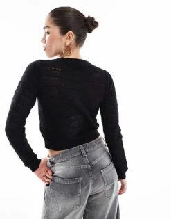 Brave Soul Crew Neck Cardigan With Stitch Detail In Black For Women -Deals Modezzle Store 207876479 4