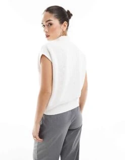 Brave Soul Half Zip Oversized Tank In White For Women -Deals Modezzle Store 207876580 3