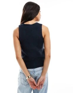 Brave Soul Sleeveless Knitted Vest With Contrast Buttons In Navy For Women -Deals Modezzle Store 207876599 4