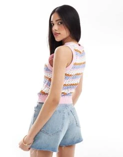 Brave Soul Crew Neck Knitted Vest In Multi Stripe For Women -Deals Modezzle Store 207876612 3