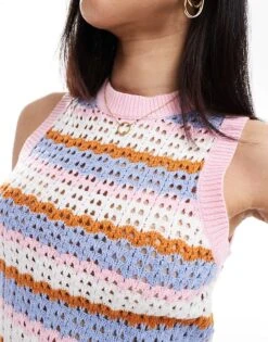 Brave Soul Crew Neck Knitted Vest In Multi Stripe For Women -Deals Modezzle Store 207876612 4