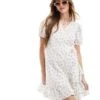 Brave Soul Ditsy Print Mini Wrap Dress In White For Women