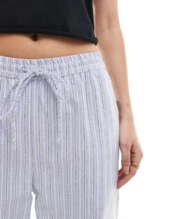 Brave Soul Pull On Trousers In Blue Stripe For Women -Deals Modezzle Store 208284142 3