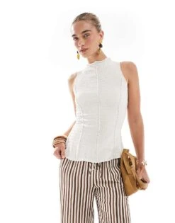 Brave Soul Textured Vest With Stitch Detail In Cream For Women -Deals Modezzle Store 208284188 1 cream 1