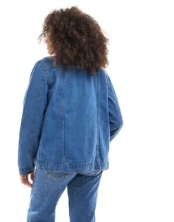 Brave Soul Oversized Denim Jacket In Mid Blue For Women -Deals Modezzle Store 208321749 3