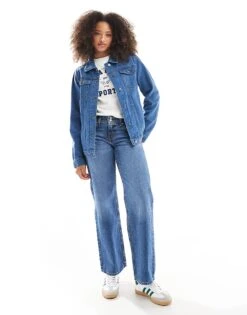 Brave Soul Oversized Denim Jacket In Mid Blue For Women -Deals Modezzle Store 208321749 4