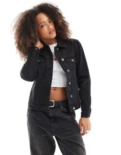 Brave Soul Denim Jacket In Black For Women